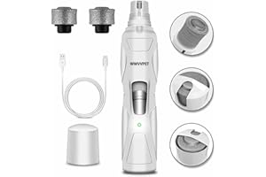 WWVVPET Coupe-Ongles pour Animal Domestique avec Lumière LED, Plus Puissant et Silencieux à Faible Vibration pour Chien, Coupe-Ongles électrique, Soin de la Patte sans Douleur, Outil Rechargeable