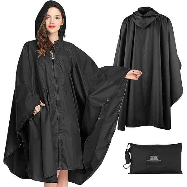 Poncho Pluie SOPPY - Imperméable Coupe-vent - Taille Unique - Sac Inclus - Plein Air