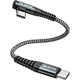 ZKAPOR USB C till USB C-kabel kort 90 grader 30 cm, typ C-kabel 60 W USB C-kabel höger vinkel snabbladdning, kompatibel med i