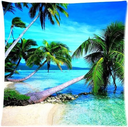 Beautiful Island Cool Tropical Beach 18x18 Inch Throw Cushion Cover Pillow Cases (twin sides)