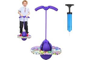 YUNLAISHAOCER Saltador Niños, Pelota Saltarina Niños con Asa, Capacidad de Carga 100kg, Pogo Stick Adultos, para Entrenar el Equilibrio, Deporte y Fitness (Púrpura)