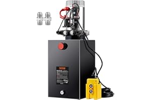 VEVOR Pump 15 Quart Pompe Hydraulique DC 12 V 14 L Pour Camion à Benne Basculante Hydraulic Group, Double Acting, Oil Flow 3.44 L/min, Black and Silver, 595 × 212 × 243 mm