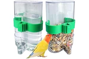 KAIMEILAI Kaimailai - Alimentatore automatico per uccelli, 2 pezzi, per pappagallini, canarini, pappagallini, fringuelli, parrocchetti, semi, contenitori per alimenti