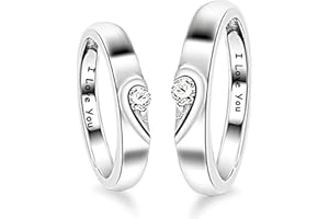 KnSam Paar Ring 925 Sterlingsilber Liebe Herz Partnerringe Eheringe Trauringe Hochzeit Verlobung für Damen und Herren, Silber Verstellbar Größe [Neuheit Ring]