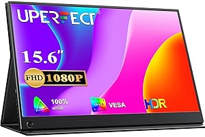UPERFECT Monitor portátil 15.6 Pulgadas 1920 x 1080 Full HD IPS Pantalla Mate Eye-Care con HDMI USB C para Laptop PC Macboo Teléfono Móvil PS4/5 Switch con Cover Protettiva, Compatible con VESA