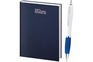 Hole Gadget | Agenda Giornaliera 2025 Cm15x21 - A5 - Penna in Regalo, Grande Pianificatore per Appuntamenti, Casa, Ufficio, Scuola, Lavoro, Diario Gestione Scadenze. Copertina Rigida (Blu)