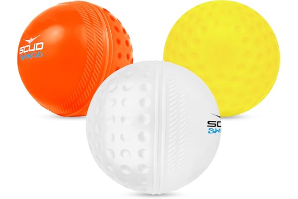 SCUD Swingo Wind Ball for Cricket, Specially Designed for Swing, Dual-Surface Half-Dimple & Half-Smooth Design, PVC 72.39mm Diameter, 105g(Pack of 3pc Balls, Muliticolor)