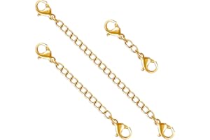 LTMMC 3 PCS Necklace Extenders, Gold Necklace Extenders with Lobster Claw Buckles, Suitable for DIY Jewelry Making of Necklace Chain, Bracelets, and Ankles