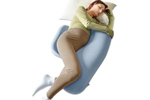 WEIKA Pregnancy Pillows for Sleeping, Memory Foam Maternity Pillow for Side Sleeper Pregnant Women, Pregnancy Body Pillow Support for Back, Belly, Hips, Detachable Pillow Cover(Blue)