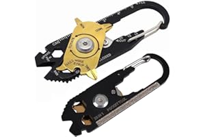 GADIRIA Mosquetón Pequeño Táctico. Llavero Multiherramienta de Acero Inoxidable de 20 Funciones ideal para Supervivencia, Trabajo, Bricolaje. Mini mosquetón multifuncional. Keychain.