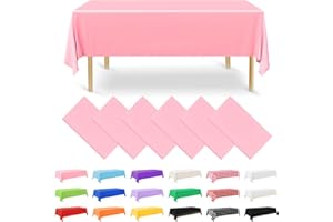 NACHLYNN 6 Pack Disposable Plastic Tablecloths 54 x 108 Inch Pink Rectangle Table Cover for Holiday Party Engagement Weddings Baptism Birthday Decoration