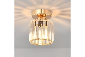 ANWIO Chandeliers Ceilings Light,Gold Light Shade,Modern Crystal Lights for Hall,Semi Flush Kitchen Ceilings Lights Fittings,Light Fittings Ceilings(E27 Base,LAMP DIAM 13.5CM)
