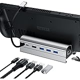Dockningsstation för Steam Deck, ZESKRIS 6-i-1 Steam Deck Dock med 4K HDMI, 1000Mbps Ethernet, 3 USB-A 3.0 portar och USB C H