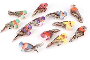CAFOPGRILL Artificial Bird Ornaments 12Pcs Cute Artificial Bird Decor Simulation Bird DIY for Crafts, Christmas Tree and Seasonal Displays and Wreaths