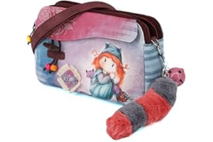 Forever Ninette Origin-Borsa a Tracolla Doppia Zipper, Multicolore, 24 x 15.5 cm