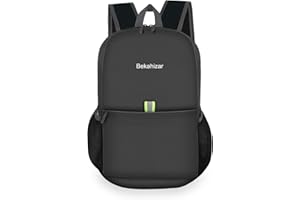 Bekahizar Small Rucksack 15L Packable Backpack Hiking Daypack Foldable Day Bag For Men Women Teens Travel Camping City Walking Mountaineering Climbing (Black)