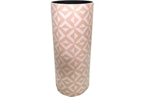 Rebecca Mobili Paragüero de diseño geométrico, sostenedores Redondos de Color Beige Blanco, Canvas MDF, Muebles de Oficina para el hogar - Medidas: 50x20x20 cm (AxANxFON) -Art. RE6441