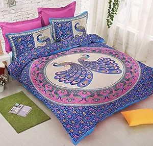 King Size 100% Cotton Double Bed bedsheet (with 2 Pillow Covers)