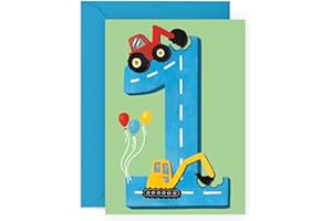 Central 23 Kartka urodzinowa dla chłopców – 'Happy 1st Birthday' - wiek 1 - roczek - kartka z życzeniami dla traktorów - zabawna karta tematyczna dla dzieci - syn, wnuk, maluch