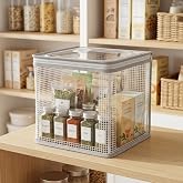 Deconox 30x30x30 cm PVC Pencereli &Ccedil;elik Destekli Raf D&uuml;zenleyici - Katlanabilir Mod&uuml;ler Kapaklı Dolap İ&ccedil;i Organizer Kutusu