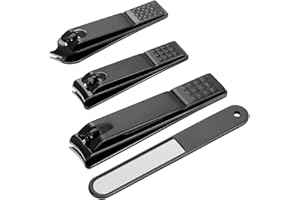 HEMIKS Set 3 Tagliaunghie Professionali, Taglia Unghie per Mani e Piedi con Lima per Unghie in Acciaio Inox, Nail Clippers Robusto Tagliaunghie Lama Dritta Conveniente per Uomini E Donne