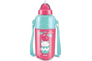 Milton Kool Trendy 400 Kids Plastic Insulated Water Bottle with Straw, 370 ml, Sipper Bottle, Leak Proof, BPA Free, Food Grad