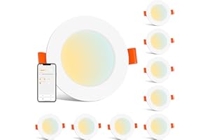 ChangM Focos Led Techo Empotrable 8W, Alexa Downlight LED Bluetooth empotrable redondo para salón, dormitorio, compatible con APP No Regulable 8 Pack