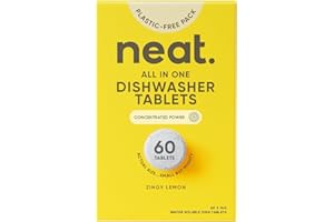 Neat Eco Dishwasher Tablets (60 Pack) – Powerfully Plant Based, Plastic-Free Packaging for Sparkling Clean Dishes – Natural Cleaning Solution
