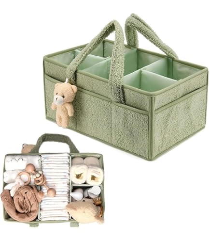 Flanliy Wickeltisch Organizer Mit Herausnehmbaren Fächern - Praktische Windeltasche Für Babys