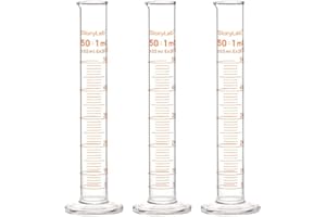 StonyLab 3 Pack Borosilicate Glass 50ml Heavy Wall Graduated Cylinder Measuring Cylinder - 50ml