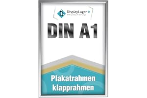 DisplayLager - A1 Silber Klapprahmen mit 25mm Aluminium Profil, Entspiegelter Schutzscheibe, Befestigungsmaterial