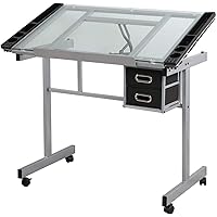 soges Zeichentisch Maltisch Multifunktioneller Schreibtisch Computertisch aus hochwertigem durchsichtigem Glas und…