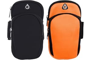 HTTDSLF 2er-Pack Armband Armtasche, Sportarmband Mit Kopfhörer, Handytasche JoggenOutdoor Handytasche Sport, Für Laufen, Workout, Joggen und Fitness, Tasche für Handy Bis zu 6,7"