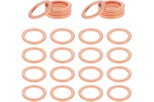 TUCNOEU 30 Stück Ölablassschraube Dichtung Unterlegscheiben Kupferdichtringe Dichtung Ölablassschraube Kupferdichtung Kupfer Flach Dichtungsringe Set, 20mm AD 14mm ID 0.5mm Dicke