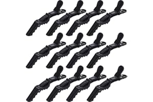 LAKJUOZ 12 Piezas Pinzas De Pelo Para Peluquería,Plástico Cocodrilo Pelo Styling,Clips-Sectioning Hair-Non-Slip Profesional Para Decorar Y Cabello Estilismo De Salón Diy Accesorios,Negro