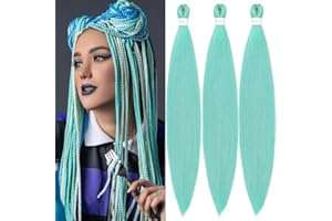 ‎YDDM YDDM Pre Stretched Braiding Hair Extensions 32 Zoll 3packs Braids Extensions Kunsthaar Braids Mint Haarverlängerung Kunsthaar Zum Einflechten Extension Für Braids Jumbo Braids Haare(32 Zoll, Mint#)