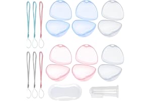 MUYAPAY Boîte à Tétine Bébé,6 Pcs Portable Boîte de Tétine,Boîte de Rangement de Tétine Transparent avec Ficelle,Antipoussière Sucette Case,Portable Boîte à Sucettes Sans BPA,pour Stocker la Tétine du Bébé