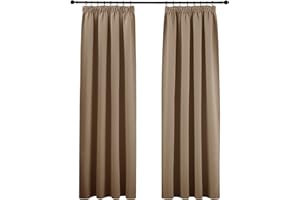 PONY DANCE Zasłony zaciemniające (szer. 140 cm x dł. 173 cm, mokka, 2 szt.) ołówkowe plisowanie, izolacja termiczna, blokada światła, zasłony do kuchni, ochrona termiczna, do sypialni/pokoju chłopięcego