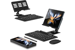 CUBTEM Per Samsung Galaxy Z Fold 6/5/4/3/2 Supporto Regolabile per Scrivania, Supporto Pieghevole e Portatile per Z Fold 6, Telefono Mobile da Ufficio con Penna Capacitiva e Set Mouse e Tastiera