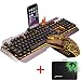Produktbild urchoiceltd® Technologie Manba Schlange Tastatur Maus schnurgebunden Rainbow LED-Hintergrundbeleuchtung Multimedia Ergonomische USB Gaming-Keyboard mit Lasermaus Telefon Ständer und Feuerzeug Ständer + 6 Tasten-Schlüssel Gaming Maus Sets + Gaming Maus Pad für Laptop Computer