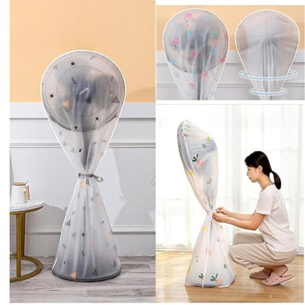 karomouj Peva Kma698 Fan Dust Cover Waterproof Dustproof Fan Cover Washable Standing Round Fan Cover With Adjustable Node For, Fan Protective Cover (Multicolor,Pack Of 1)