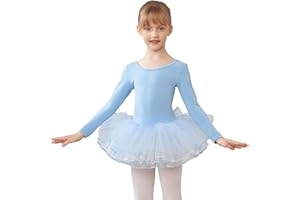 HIPPOSEUS Ragazza Vestito da Balletto Tutu Body Danza Bambina Classica Balletto Abito Manica Corta, Y-04WDM