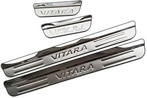 AILZNN Einstiegsleisten Abdeckung Zierleisten FüR Suzuki Vitara 2015-2020, Edelstahl TüRschweller Schutz Leisten Schwellerleisten Interieur Ladekantenschutz Auto ZubehöR, 4 StüCk