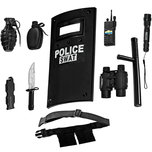 SWAT Girl Halloween Costume For Kids – Medium (8-10) With Dress & Fingerless Gloves - View #5