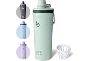 BOTTLE BOTTLE Shaker Edelstahl Trinkflasche 26oz mit Mischkugel – Protein Shaker für Eiweiß & Fitness, BPA-frei, doppelwandig, auslaufsicher, Sportflasche (Grün)