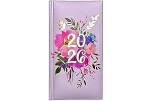 PaulStore 2026 Slim Week To View Vintage Flowers & Typo Designer Diary (Pink)