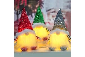 O-Kinee Skrzaty bożonarodzeniowe z światłem, 3 sztuki figurki świąteczne, dekoracja bożonarodzeniowa, świąteczne krasnoludki z LED, do dekoracji świątecznej w pomieszczeniach, adwentowa kompozycja