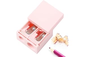 OHLING Dual Makeup Sharpener, Eye Pencil Sharpener 2 Holes Cosmetic Tool for 8mm 12mm Sizes Lip Eyeliner Eyebrow and Brow Pencils Built-in Cleaning Pick, for Travel and Daily Makeup