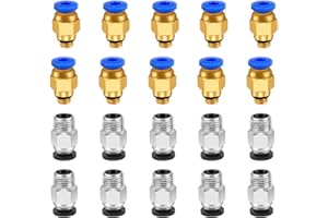 HUAYUE 20pcs Ajuste Recto Neumático, 10pcs PC4-M6 Conector Neumatico Impresora 3D y 10pcs PC4-M10 Conector Neumático, Macho Recto Neumático Accesorios para Tubo PTFE 4 mm Filamento 1.75 mm