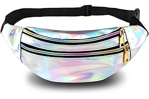 AUDIO FREQUENCY% Sac Banane Fille Sacoche de Ceinture en PU Sac de Voyage Sac Banane Tendance Imperméable pour Femmes et Hommes Fête,Festival Sport,Plein Air,Course, Randonnée Voyage Taille Sac de Voyage (Argent)